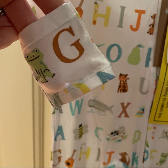 SOLD!!! NWT Angel Dear Bamboo Alphabet Print Footie Pajama with Foldover Cuffs - Picture 3 of 10